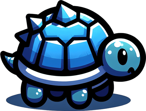 squirtle.
Single Game Texture. In-Game asset. 2d. Blank background. High contrast. No shadows.