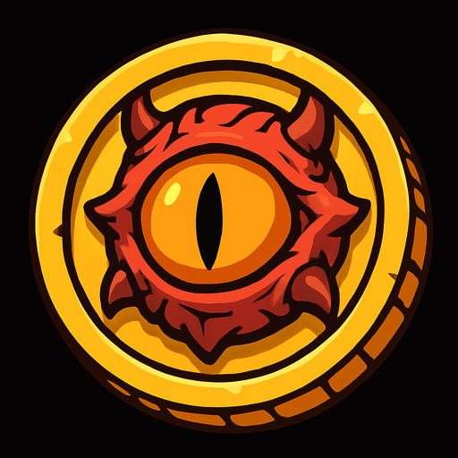 Moneda ojo monstruo.
In-Game asset.  2d.  High contrast.  No shadows