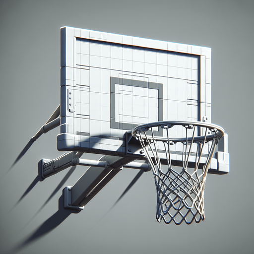 basketball hoop.
Single Game Texture. In-Game asset. 2d. Blank background. High contrast. No shadows.
