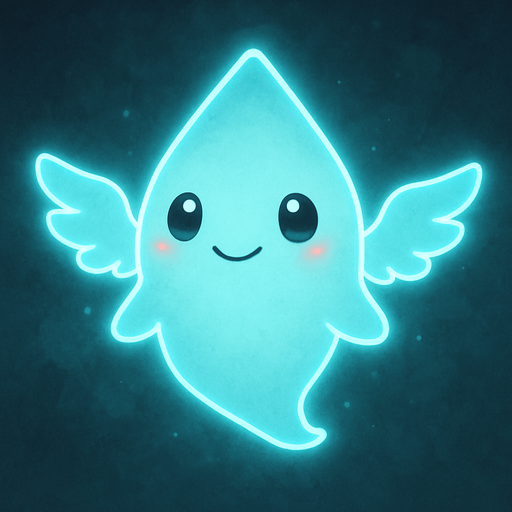Kawaii winged neon ghost spirit creature style of Pokémon ghibli