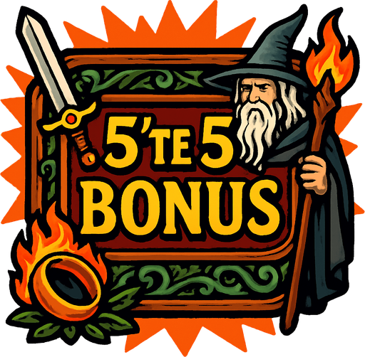 Çerçeve içinde "5'te 5 BONUS" yazsın. LOTR temalı olacak. Dikkat çekici bir popup bu..
In-Game asset.  2d.  High contrast.  No shadows