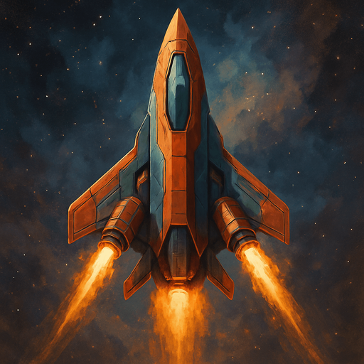 Create a spaceship as the main hero. It will be in the center, with the front tip pointing upwards. There will be a firing mechanism on both sides.