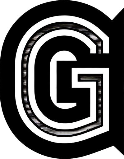 Produce an image that says G. This G will be big..
Single Game Texture.  In-Game asset.  2d.  Blank background.  High contrast.  No shadows