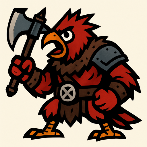2d bird berserker.
In-Game asset.  2d.  High contrast.  No shadows