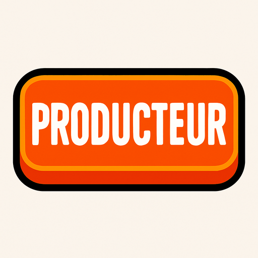 PRODUCTEUR BUTTON.
In-Game asset.  2d.  High contrast.  No shadows