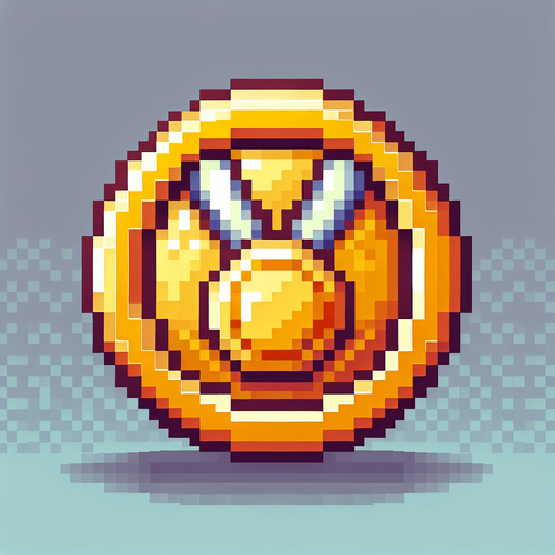 round gold medal. pixelated. 8-bit.
Single Game Texture. In-Game asset. 2d. Blank background. High contrast. No shadows.