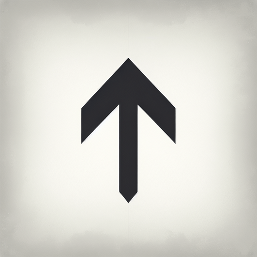 Simple Symmetrical Arrow. Vector. Pointing straight up. No details Game Texture. In-Game asset. 2d. Blank background. High contrast. No shadows.