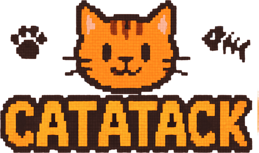 imagina un fondo con el mismo estilo del juego, debe decir arriba, Catatack y tener un estilo gatuno, siempre en pixel art, en el medio de la imagen, pondre texto variable, debes dejar ese espacio libre..
In-Game asset.  2d.  High contrast.  No shadows