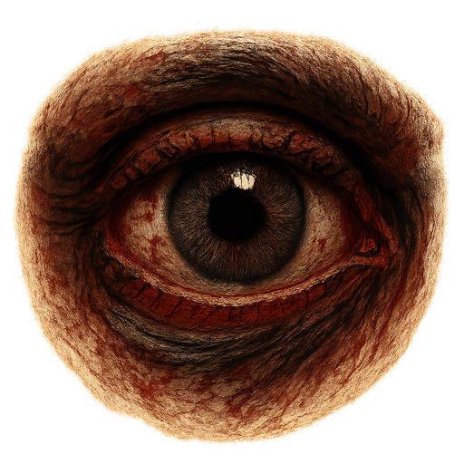 creepy realistic eye.
In-Game asset.  2d.  High contrast.  No shadows