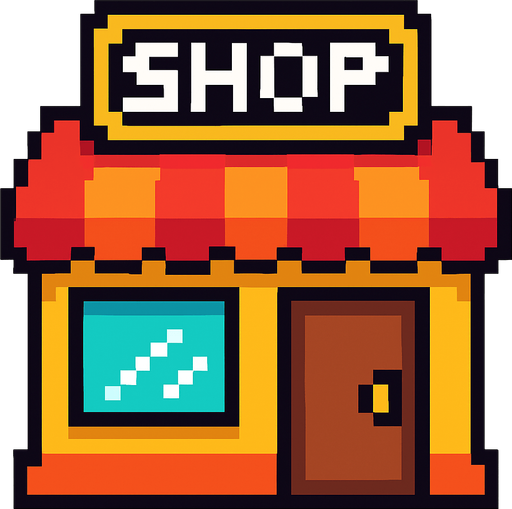 Shop 2 d pixel.
In-Game asset.  2d.  High contrast.  No shadows