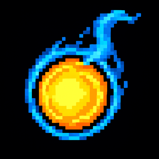 Make this pixel art style and give it a bit of a tail on the top as if it is flying downwards.