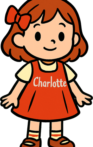 Petite fille nommée charlotte.
In-Game asset.  2d.  High contrast.  No shadows