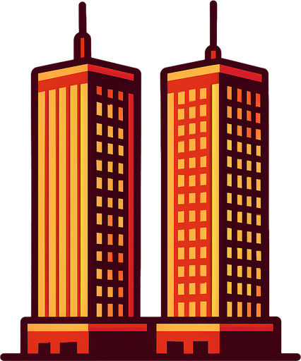 Torres gemelas.
In-Game asset.  2d.  High contrast.  No shadows
