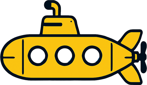 horizontal top down image submarine.
In-Game asset.  2d.  High contrast.  No shadows
