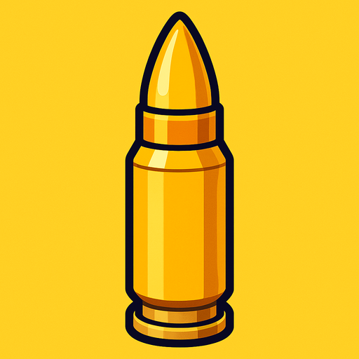Bullet of rifle. yellow. HD colors.
In-Game asset.  2d.  High contrast.  No shadows