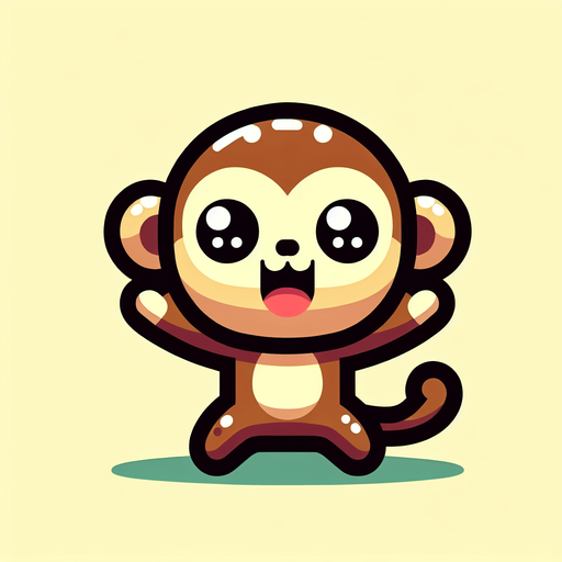 A cute monkey with arms up
Single Game Texture. In-Game asset. 2d. Blank background. High contrast. No shadows.