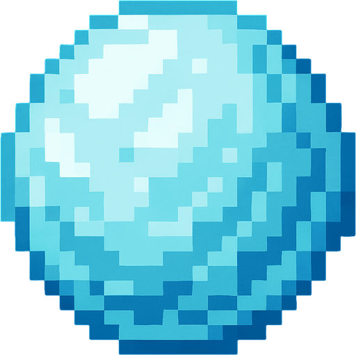 bola de hielo pixel art.
In-Game asset.  2d.  High contrast.  No shadows