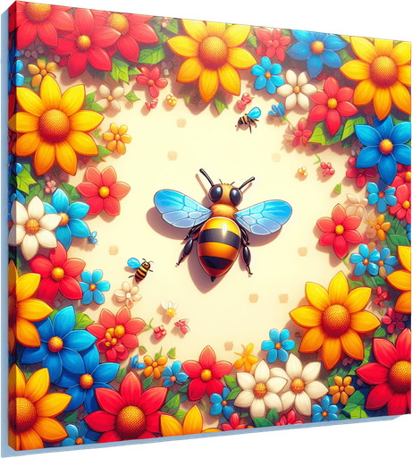A happy little bee. Top down view.
Single Game Texture. In-Game asset. 2d. Blank background. High contrast. No shadows.