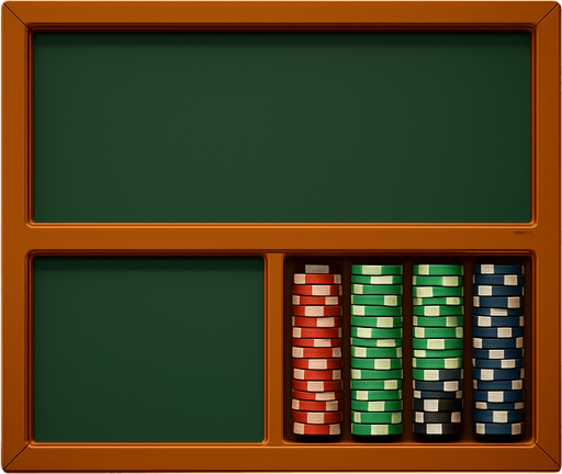 Replace the center of right side bumper for a span with a rack of poker chips seen from overhead.