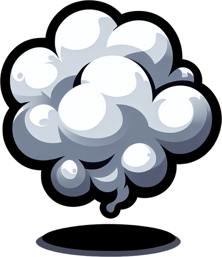 cartoon smoke puff.
Single Game Texture. In-Game asset. 2d. Blank background. High contrast. No shadows.