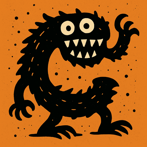 C harfine benzeyen bir canavar.
In-Game asset.  2d.  High contrast.  No shadows