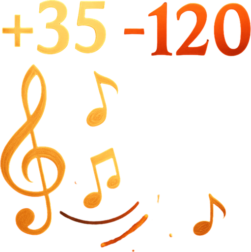 Design an icon for a toggle button labeled "Show Damage Numbers" in a fantasy tower defense game set in a magical concert hall. The icon should represent visible damage output using a musical and magical theme.

Main elements: show floating numbers (like “+35”, “-120”) rising or popping out from stylized musical symbols—such as a treble clef or burst of notes.
Optionally, display a glowing impact spark or small explosion with numbers around it to represent hit feedback.

Use gold, red, or white tones for the numbers and magical trails for emphasis.
Background should be neutral or dark, subtly textured (like velvet or wood), to enhance readability.

The icon must be square (256×256 px), readable at small sizes, and include no text.
Provide two visual states:

Enabled: numbers glowing, slightly animated or rising.

Disabled: numbers greyed out or crossed subtly with a muted tone.

Style: fantasy UI, clean and elegant, consistent with the musical combat theme of the game..
In-Game asset.  2d.  High contrast.  No shadows