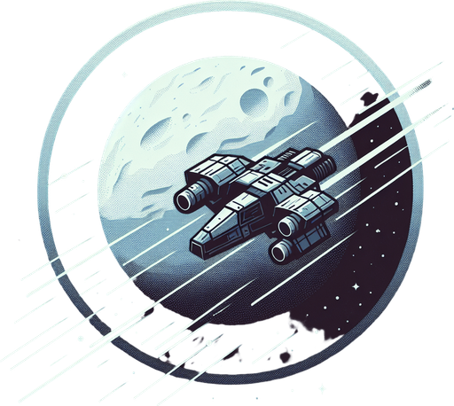 космический корабль летящий вперед сквозь космос.
Single Game Texture. In-Game asset. 2d. Blank background. High contrast. No shadows.