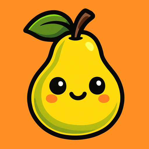 Pear with cute face.
In-Game asset.  2d.  High contrast.  No shadows