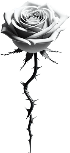 single beautiful rose with its stem.
full white background