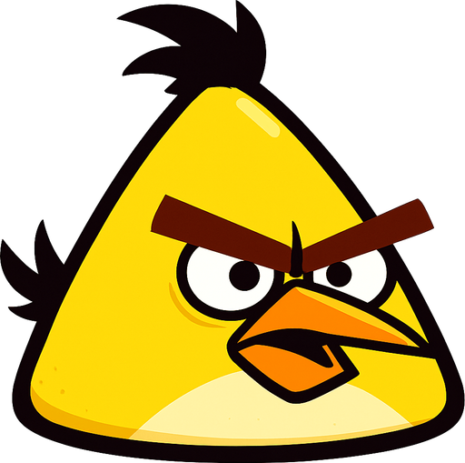 yellow angry bird.
In-Game asset.  2d.  High contrast.  No shadows