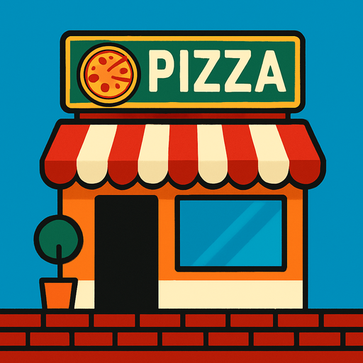 pizza store.
In-Game asset.  2d.  High contrast.  No shadows