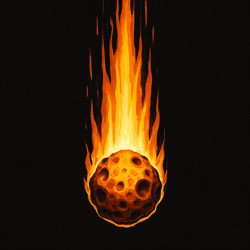 realistic vertical meteor.
In-Game asset.  2d.  High contrast.  No shadows