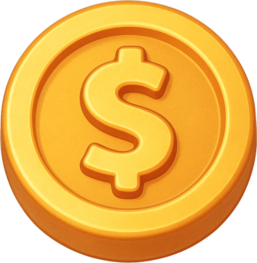 A gold coin. Used as an icon for in-game currency. Cute soft graphics. soft ambient light. semi-matte to satin surfaces. naturalistic with slight saturation boost colors. Tone is premium, friendly, clean with lifestyle or service-oriented appeal.
In-Game asset.  2d.  High contrast.  No shadows. top down. View from above.