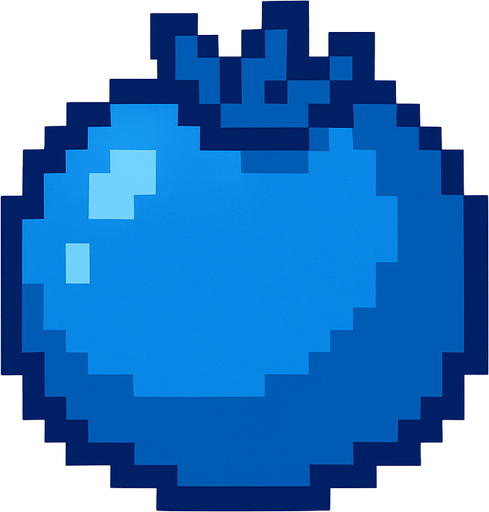 Make me a blue berry 2d pixel.
In-Game asset.  2d.  High contrast.  No shadows