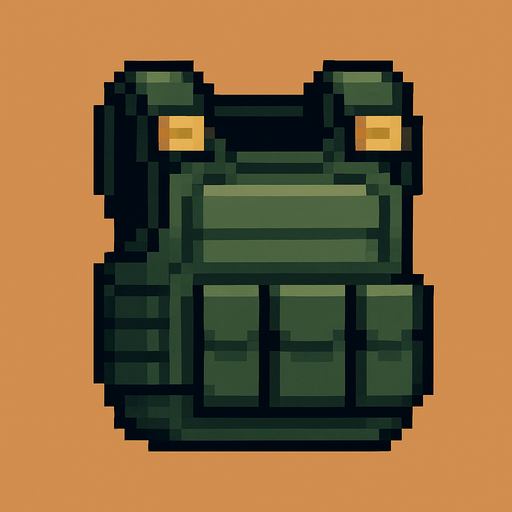 pixelart military armor.
In-Game asset.  2d.  High contrast.  No shadows