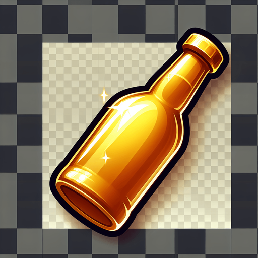 golden bottle transparent background.
Single Game Texture. In-Game asset. 2d. Blank background. High contrast. No shadows.