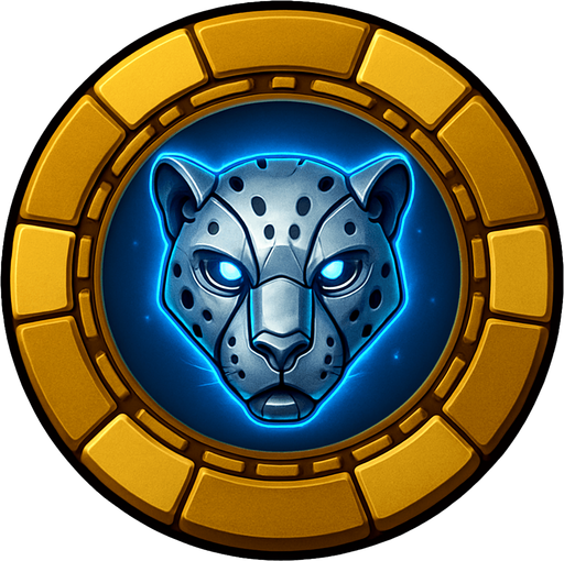 Change the image of a shield in the center into a robotic cheetah head.