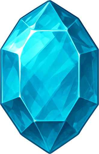 a cyan realistic gem.
In-Game asset.  2d.  High contrast.  No shadows