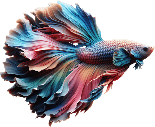 A realistic bettafish swiming to the right.
Single Game Texture. In-Game asset. 2d. Blank background. High contrast. No shadows.