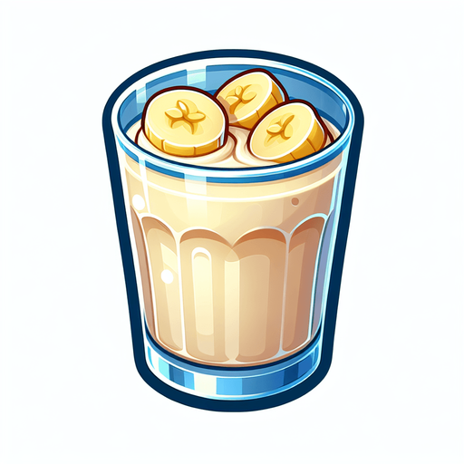 A nice glass of banana milkshake.
Single Game Texture. In-Game asset. 2d. Blank background. High contrast. No shadows.