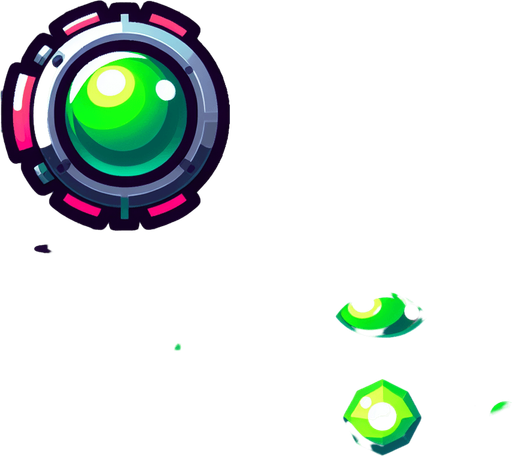 green cartoon laser.
Single Game Texture. In-Game asset. 2d. Blank background. High contrast. No shadows.