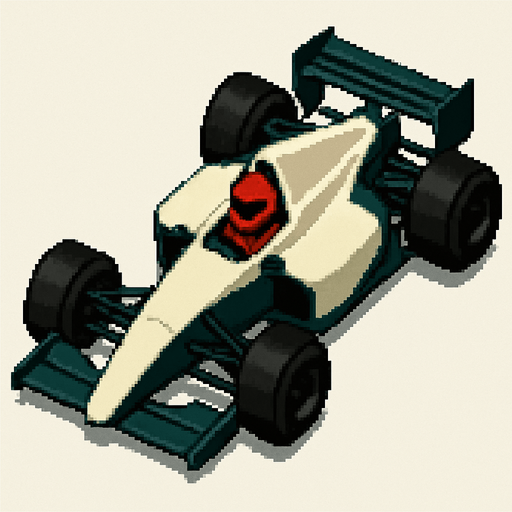 Formula1 car, seen from behind diagonal

Top-down, gta2, Single Game Texture. In-Game asset. 2d. Blank background. High contrast. No shadows.isometric

there is red helmet driver in the cockpit