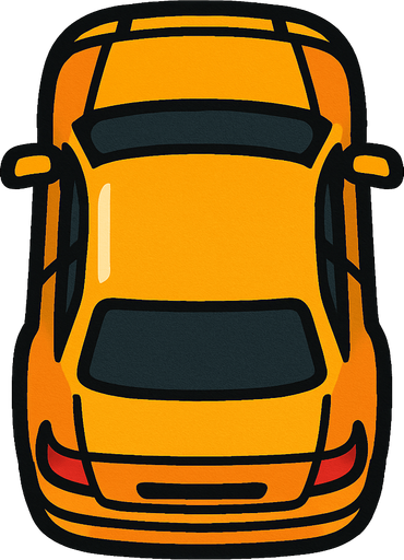 üstten görünümlü araba.
In-Game asset.  2d.  High contrast.  No shadows