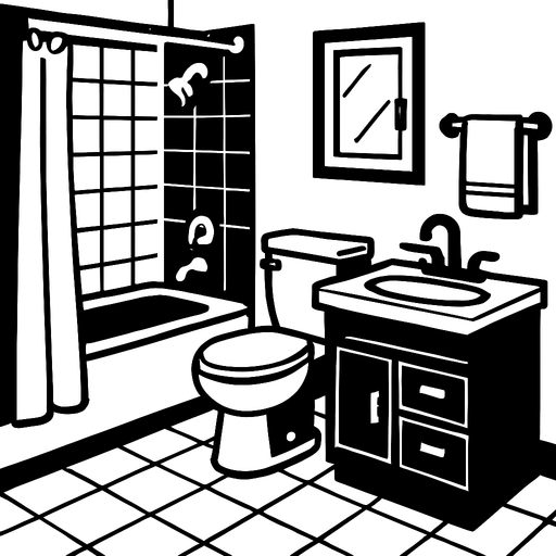 bathrom.
In-Game asset.  2d.  High contrast.  No shadows