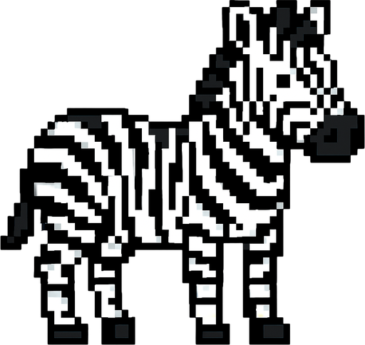 Zebra pixel.
In-Game asset.  2d.  High contrast.  No shadows
