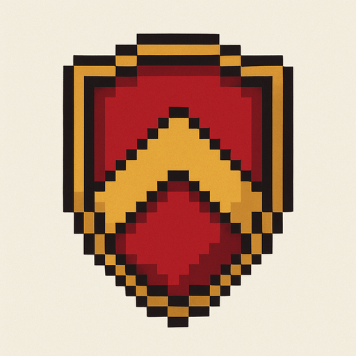 A pixel shield image.
In-Game asset.  2d.  High contrast.  No shadows