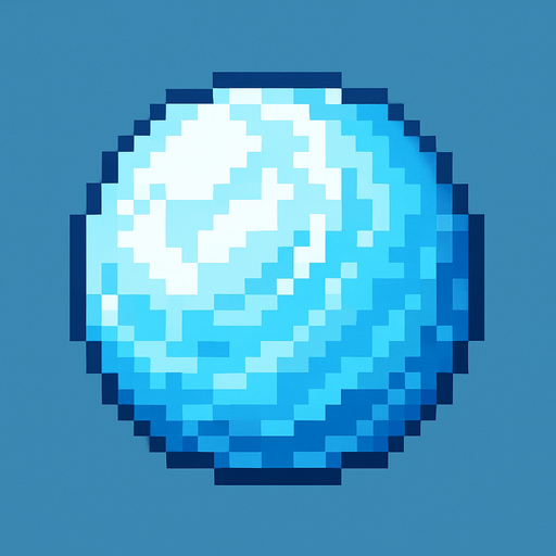 bola de hielo pixel art.
In-Game asset.  2d.  High contrast.  No shadows