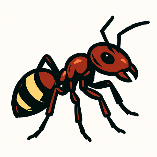 ant without background.
In-Game asset.  2d.  High contrast.  No shadows