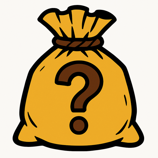 soru işareti olan bir torba.
In-Game asset.  2d.  High contrast.  No shadows