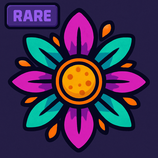 rare Bloom Burst top view.
In-Game asset.  2d.  High contrast.  No shadows